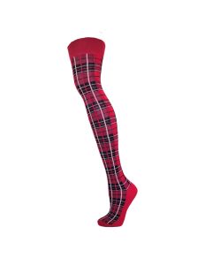 Red Check Design Over the Knee Socks