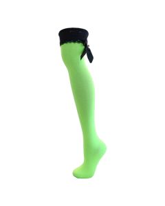 Lime Green Over the Knee Socks with Ribbon