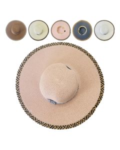 Crushable Summer Floppy with Aztec Design Band White Brim