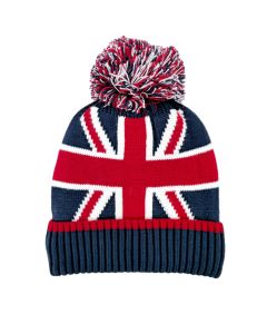 Union Jack Beanie with Matching Pom Pom