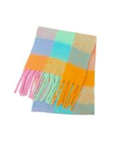 Blue Morning Farm Check Design Scarf