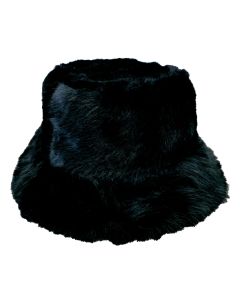 Macahel Plain Black Fluffy Bucket Hats