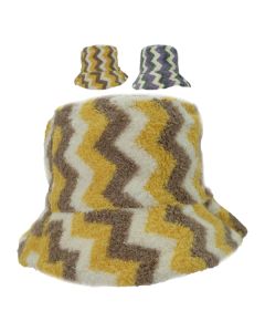 Assorted Reversible Zigzag Fluffy Bucket Hats