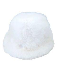 Macahel Plain White Fluffy Bucket Hats
