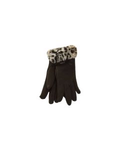 Women's Black Gloves With Faux Fur Cuff