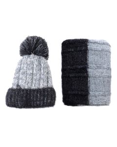 Grey Beanie Set - Beanie and Scarf Combined