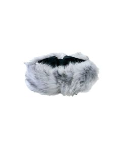 Grey Faux Fur Double Sided Headband With Elasticated Back - HDB-0881
