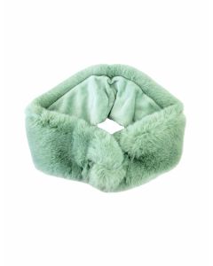 Bow Style Twisted Green Faux Fur Headband with Inner Lined