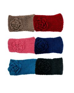 Assorted Knitted Headband with Rosing Flower and button 