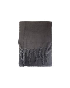 TASSELED PLAIN DARK GREY SCARF
