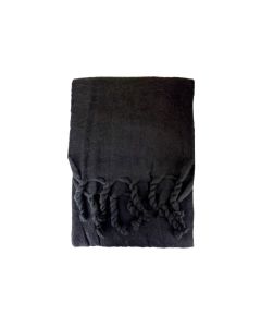 TASSELED PLAIN BLACK SCARF