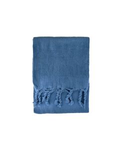 TASSELED PLAIN DUSTY BLUE SCARF