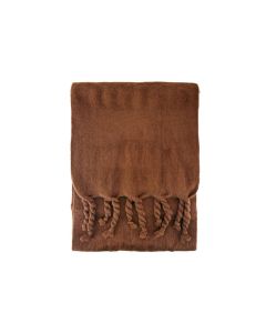 TASSELED PLAIN BROWN SCARF