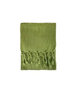 TASSELED PLAIN OLIVE GREEN SCARF