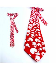 White Skulls On Red Ties