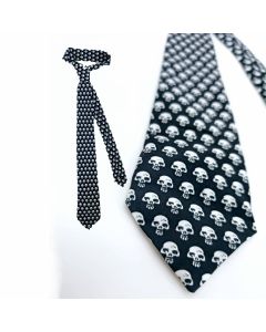 White Small Skulls On Black Ties