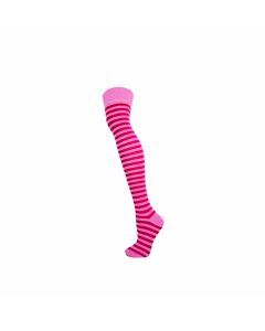 Two Colour Thin Stripe Fuchsia Pastel Over The Knee Socks