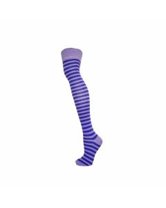 Two Colour Thin Stripe Violet Pastel Over The Knee Socks
