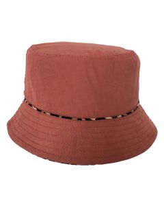 Reversible  Dark Pink/Leopard Design Bucket Hat