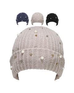 Macahel Embellished Beaded Beanie Hats