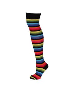 New Dark Rainbow Thin Stripes Over the Knee Socks