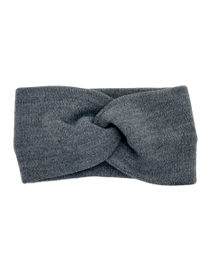 Checked Grey Knitted Headband Bow Style - H-0001-10