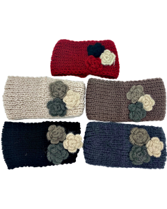 Assorted Knitted Headband with flower and button HB-3