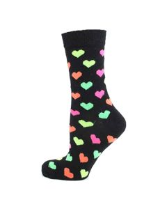 Women's Neon Hearts On Plain Ankle Socks