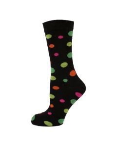 Neon Dots Design Assorted on Black Women Ankle Socks