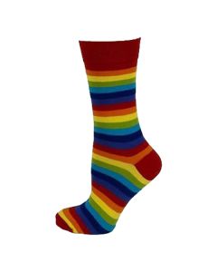 Ladies Red Rainbow Thin Striped Ankle Socks