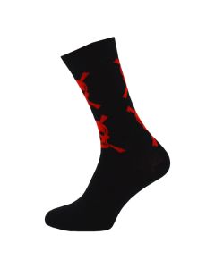 Ladies Ankle Skull Black Red Socks