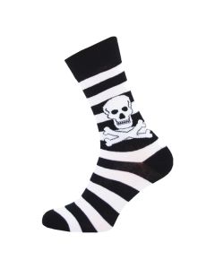 Ladies Ankle Skull Stripe Black White Socks