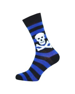 Ladies Ankle Skull Stripe Black Blue Socks
