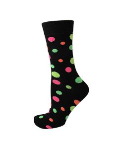 Women's Neon Spots On Black Ankle Socks