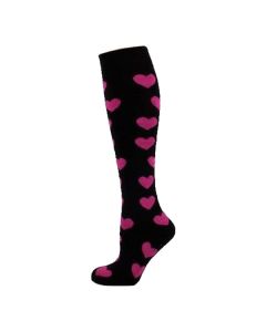 Neon Fuschia Hearts On Black KH Socks
