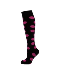 Neon Fuschia Dots On Black KH Socks