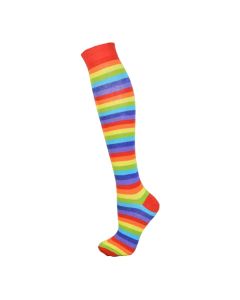 Red Rainbow Thin Striped Knee High Socks