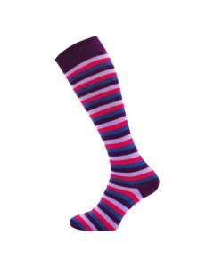 Deep Purple Rainbow Thin Striped Knee High Socks macahel - SLK-0721
