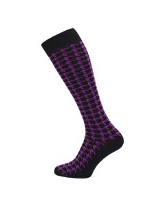 Knee High Purple Black Puzzle Design Socks