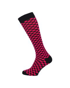 Knee High Squares Black and Fuchsia Socks