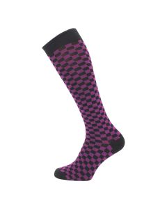 Knee High Squares Black and Purple Socks