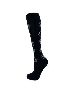 Punk Skull Design On Black Knee High Socks