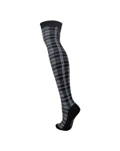 Grey Check Design Over The Knee Socks