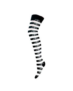 Small Skull on Assorted Stripe Over The Knee Socks