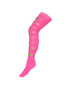 Plain Assorted Neon Colours Slashed Design Over the Knee Socks