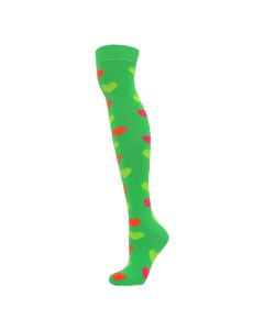 Over The Knee Neon Hearts On Neon Green Socks