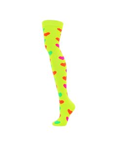 Over The Knee Neon Hearts On Neon Yellow Socks