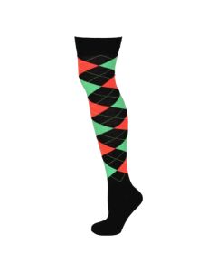 Neon Argyle Design On Over The Knee Socks