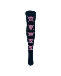 Pink Skull and Bones Over the Knee Socks