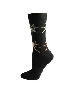 Men's Black With White Big Spider And Web Ankle Socks